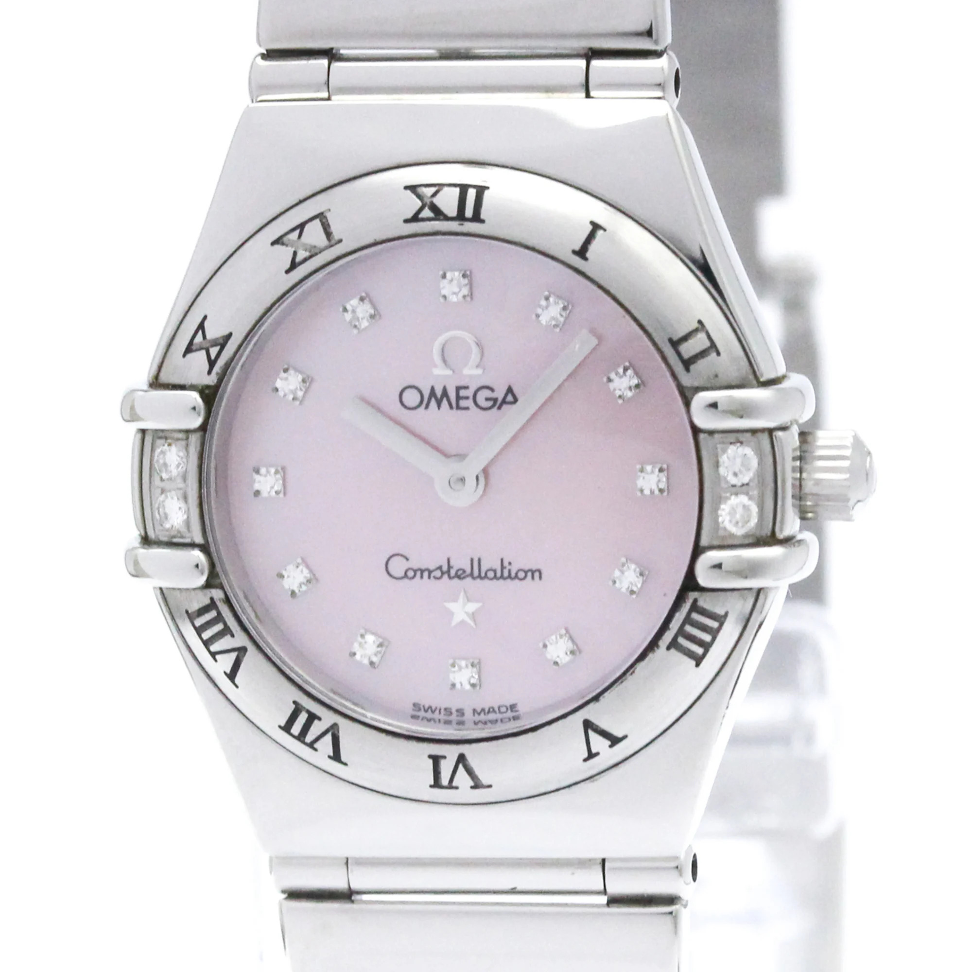 Omega Constellation Diamond Mop Dial Ladies Quartz Steel Watch 156766 Polished